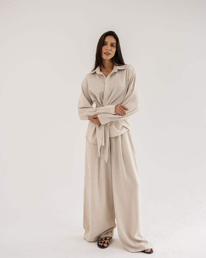 Duo Linen Set In Beige
