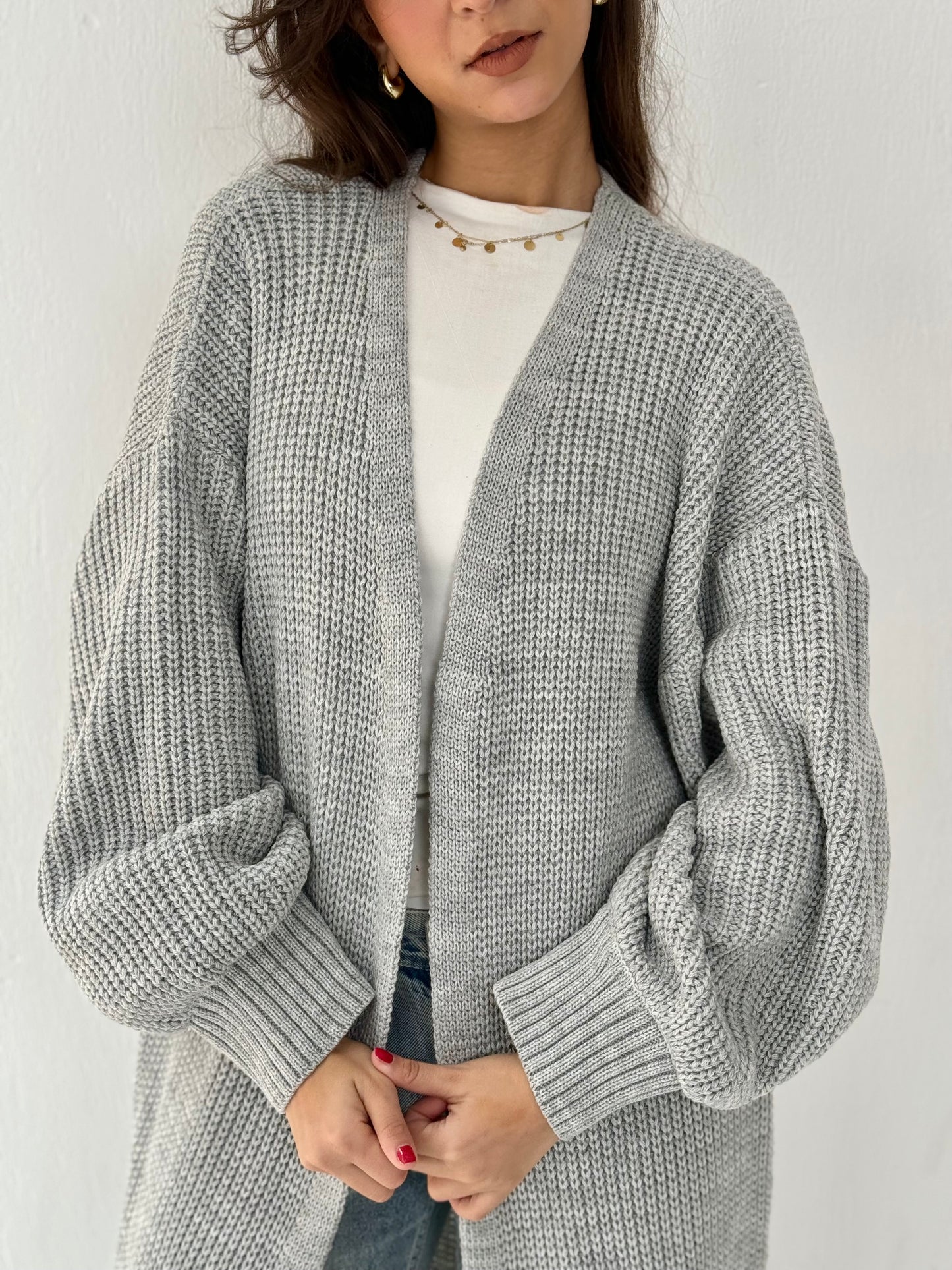 Light gray knitted cardigan