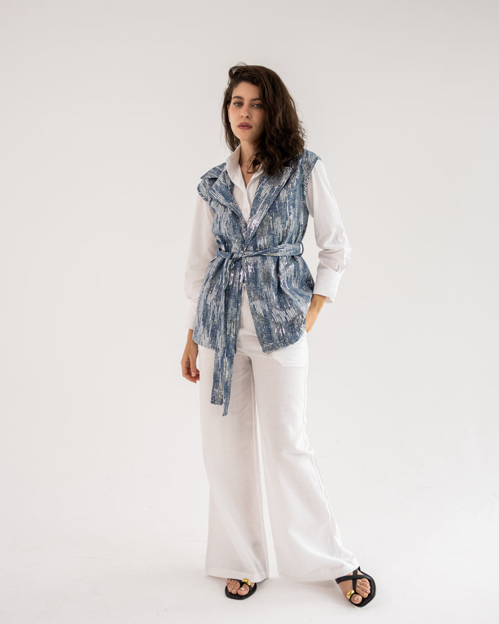 Dazzle Denim Vest In Blue