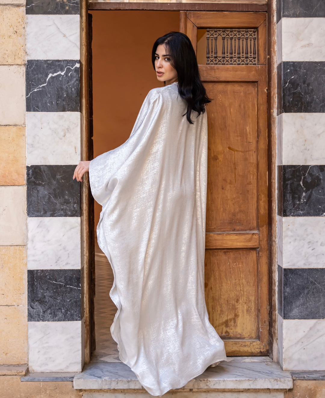 Silver shimmery abaya dress