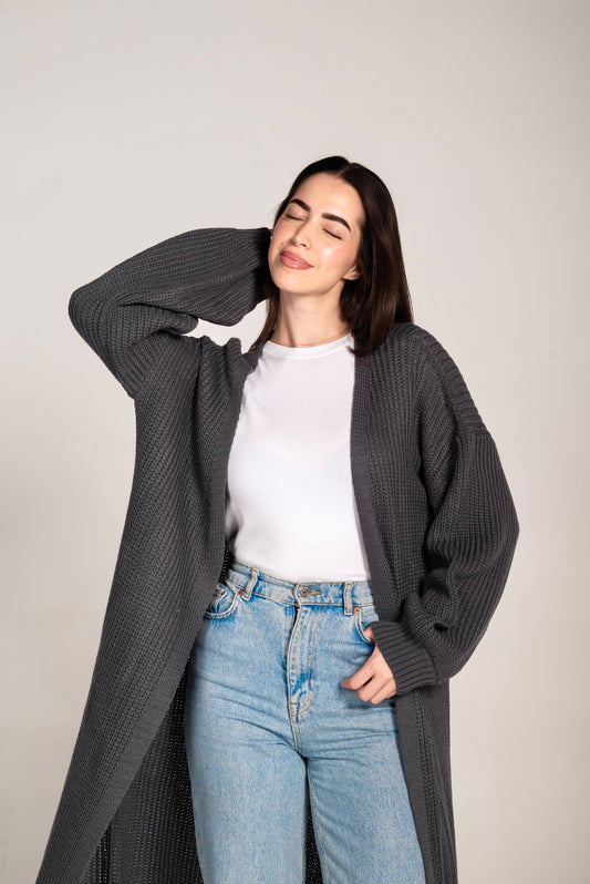 Knitted Cardigan in Dark Grey