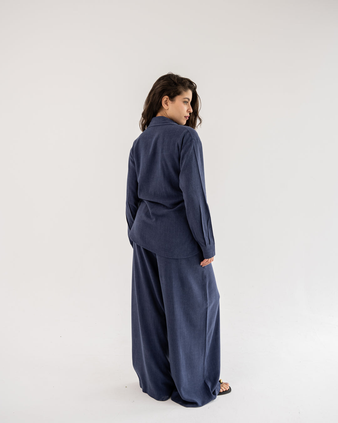 Duo Linen Set In Denim Blue