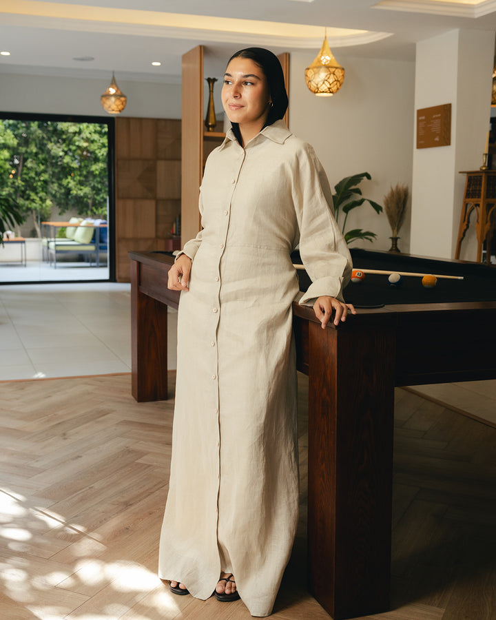 Pastel breeze linen dress in beige