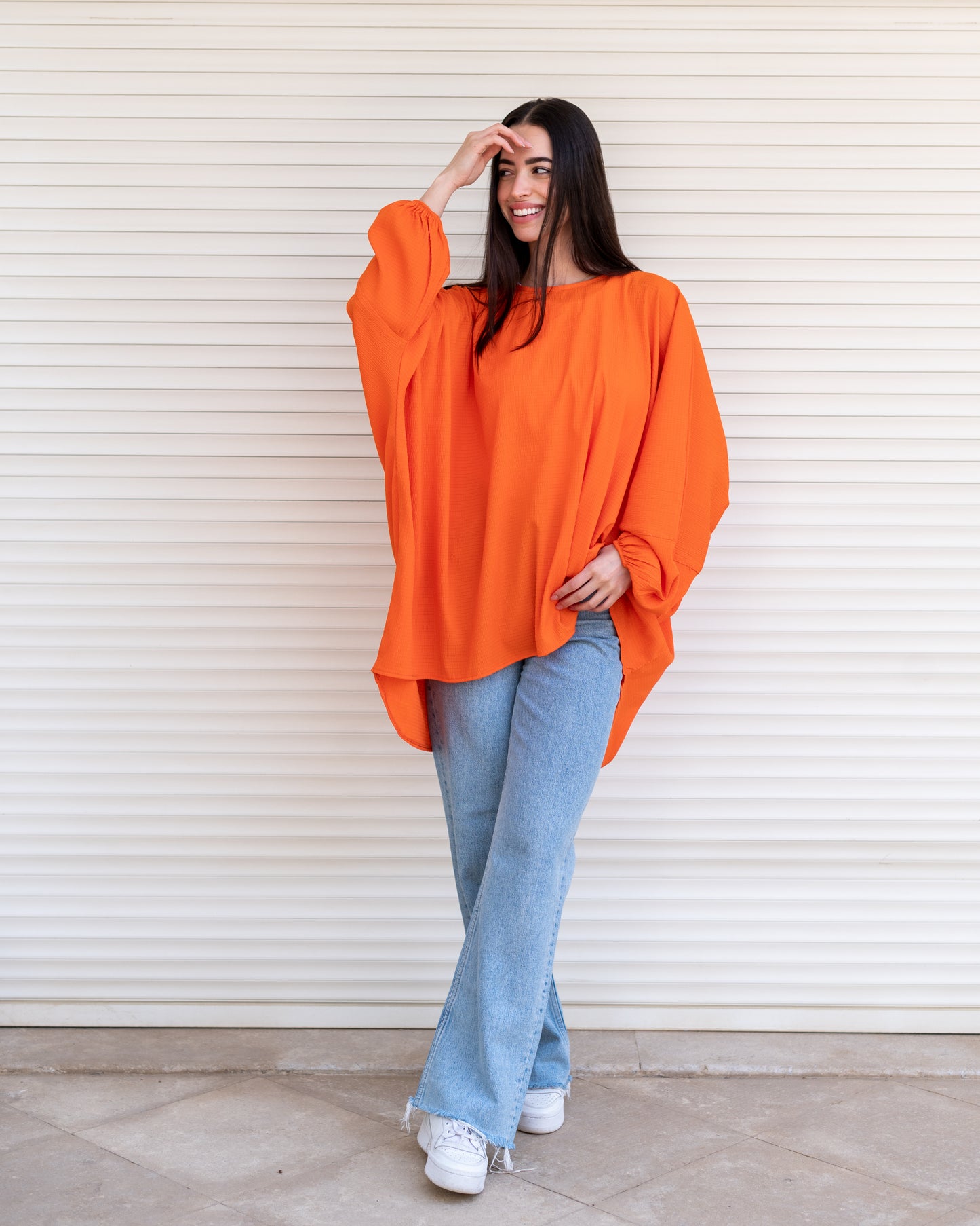 Orange crashed blouse