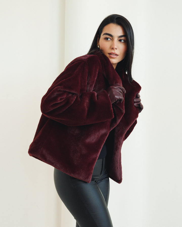 Soft Fur Jacket in Burgundy (Limited edition)