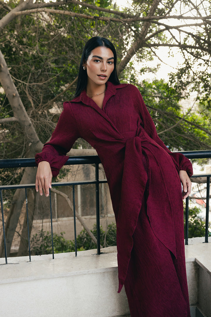 Serena-Air dress in wine red