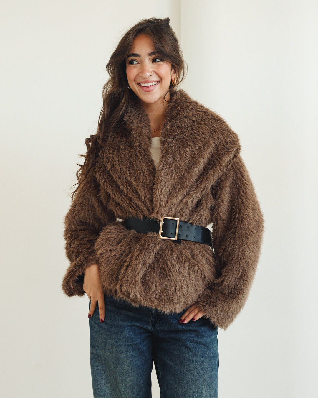 Wild Fur Jacket in Brown
