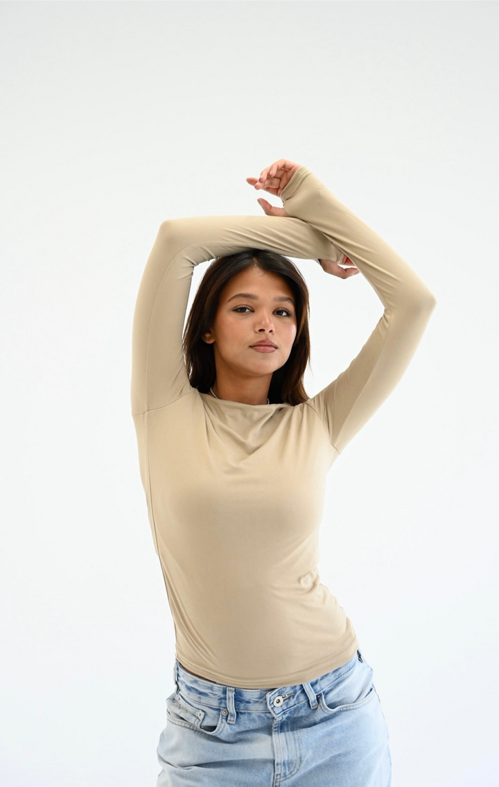 The Essential Long Sleeves Top In Beige