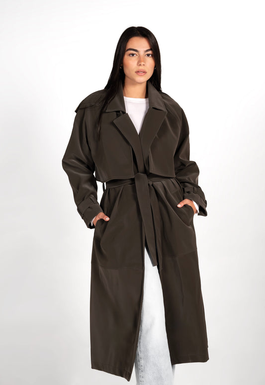 The Luxe Trench Coat In Olive