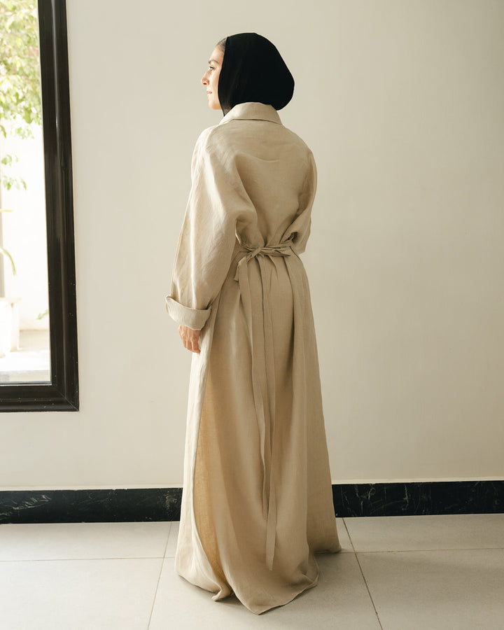 Pastel breeze linen dress in beige