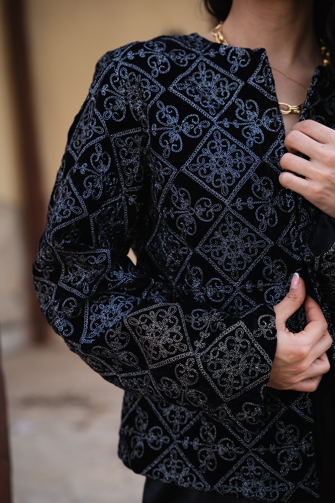 Soft power velvet blazer - silver