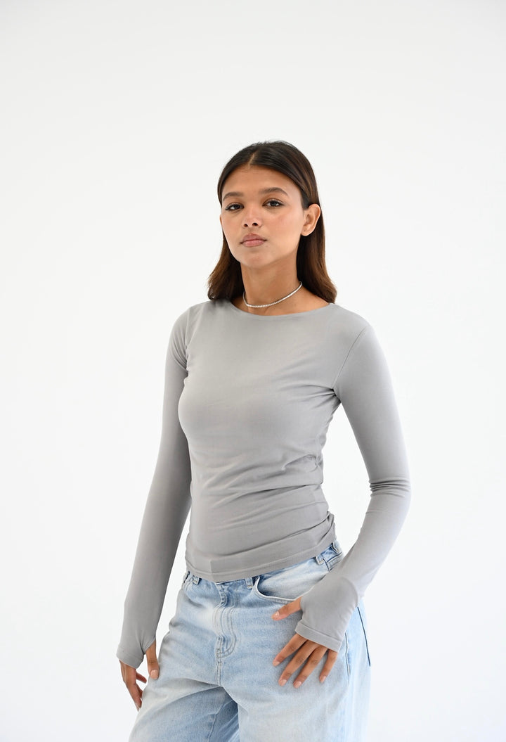 The Essential Long Sleeves Top In Gray