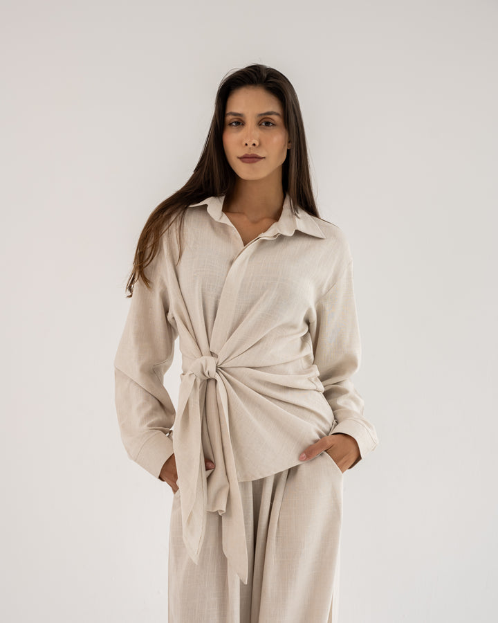 Duo Linen Set In Beige