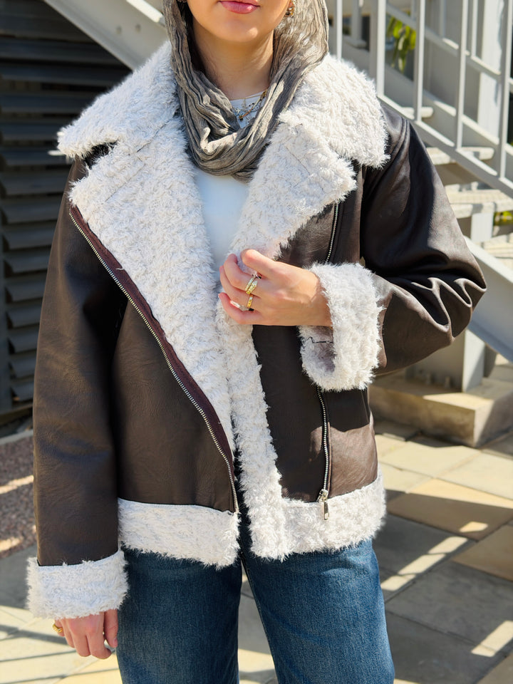 The Original Fur X Leather Jacket in Brown