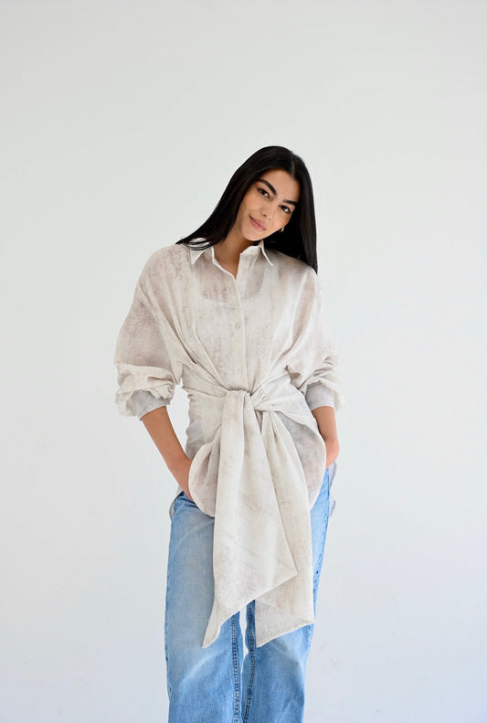 Sienna Tie Shirt in light beige
