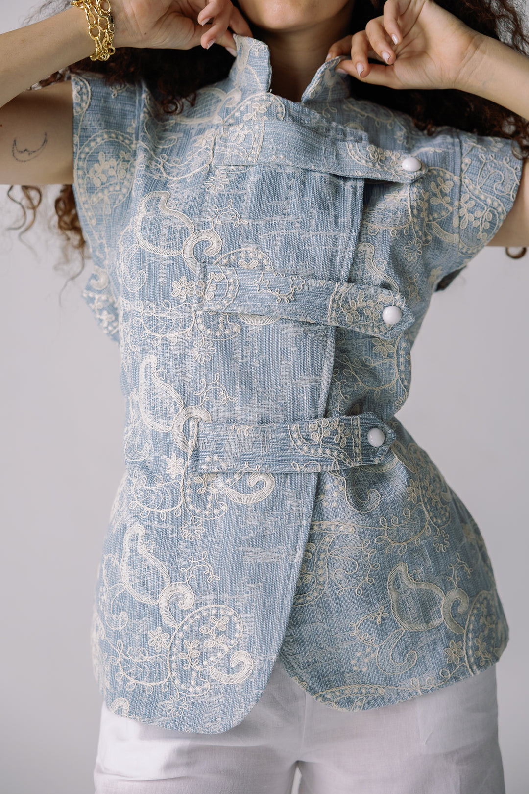 Indigo bloom vest
