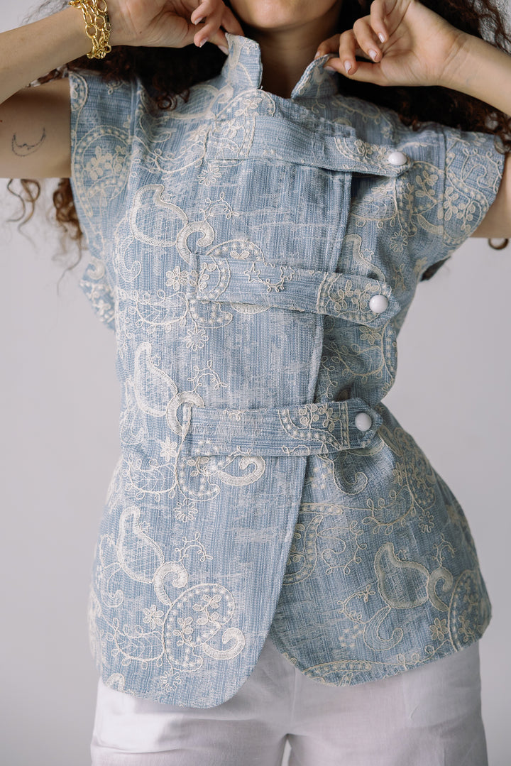 Indigo bloom vest