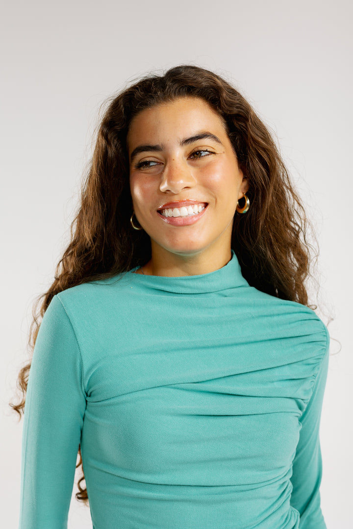 Draped Top In Turquoise
