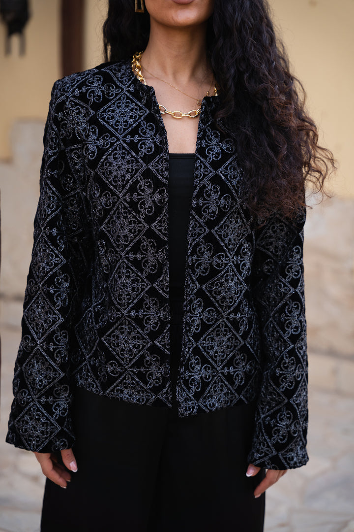 Soft power velvet blazer - silver