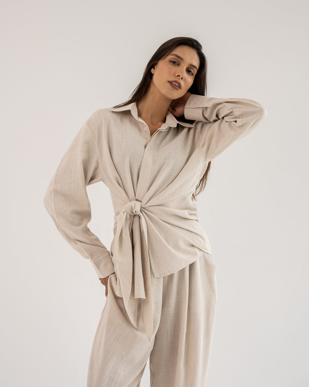 Duo Linen Set In Beige