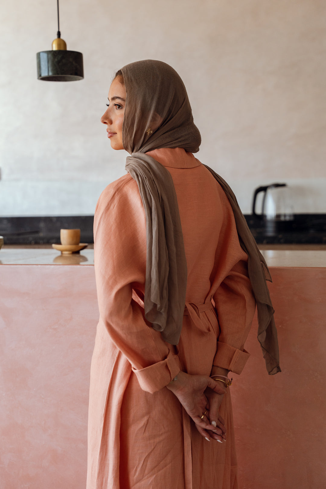 Pastel breeze linen dress in peach
