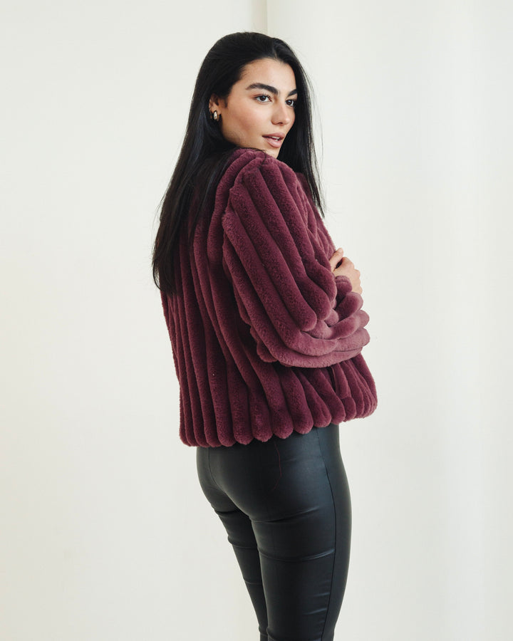 The Royal Fur Jacket in Deep Berry
