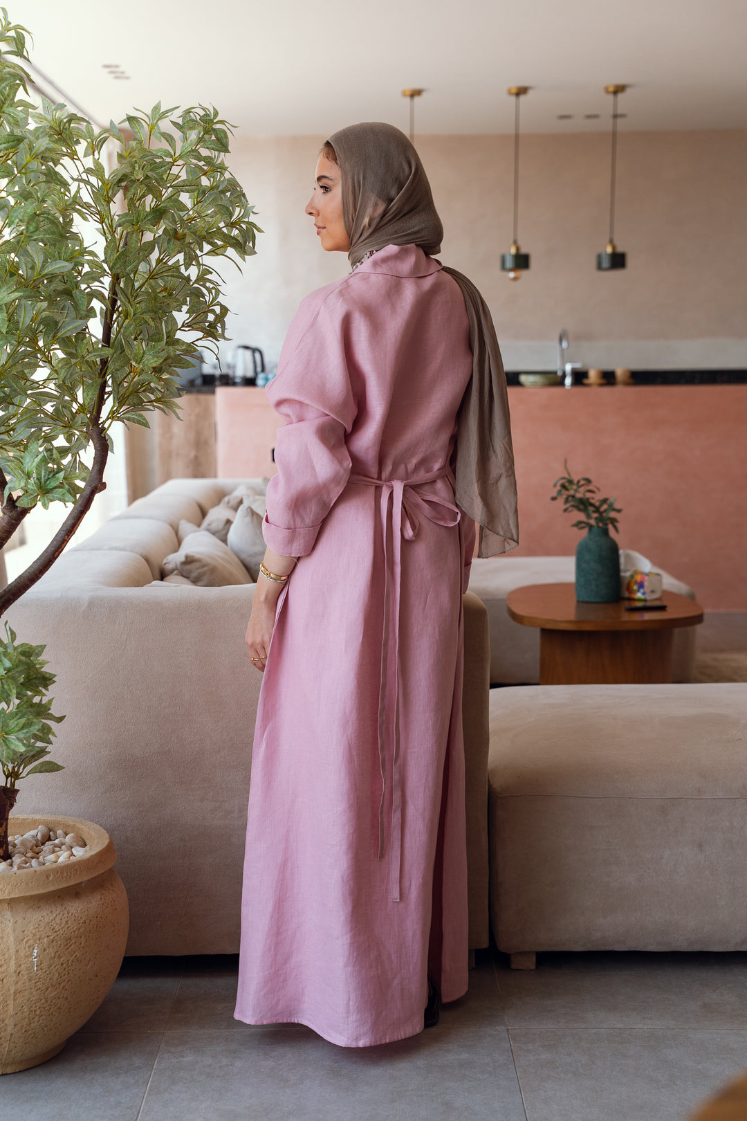 Pastel breeze linen dress in pink