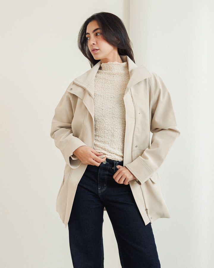 The Saddle Leather Jacket in Cream