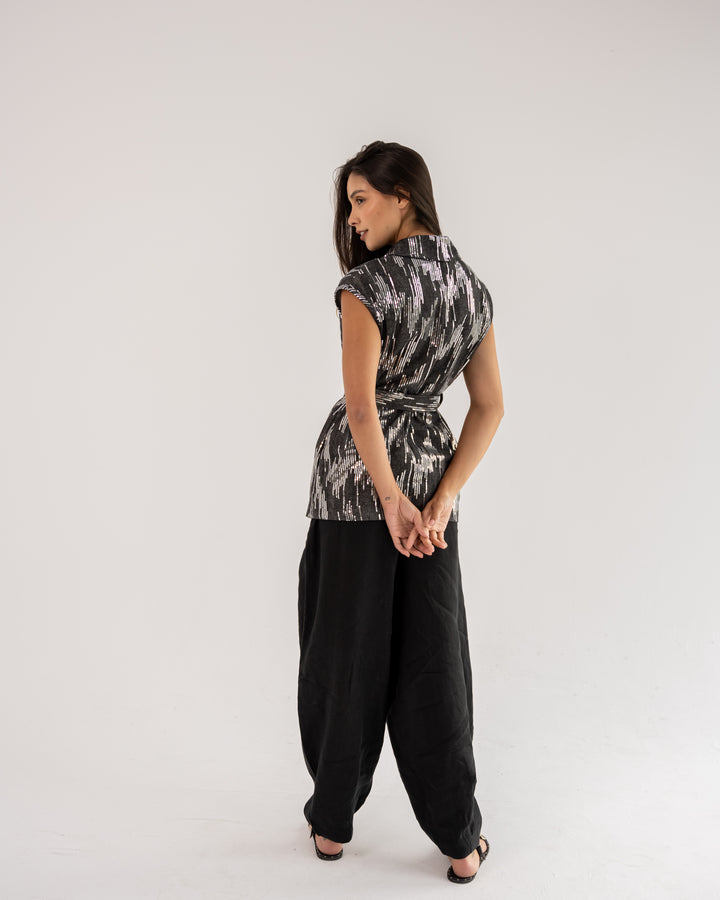 Dazzle Denim Vest In Black