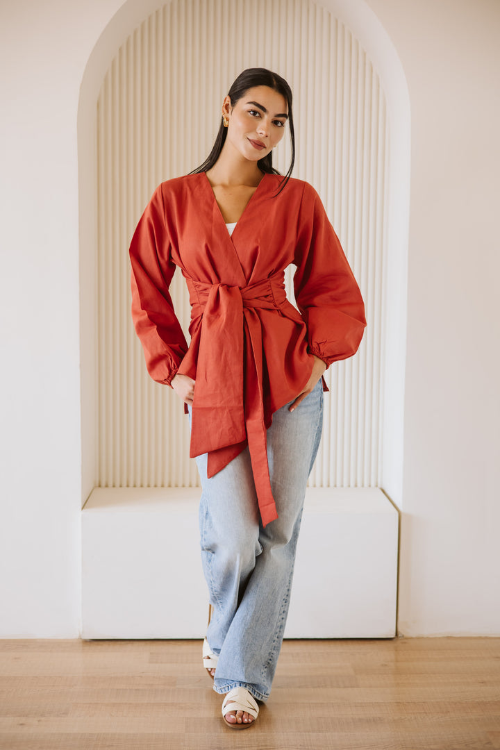 Palmer blouse in burnt orange