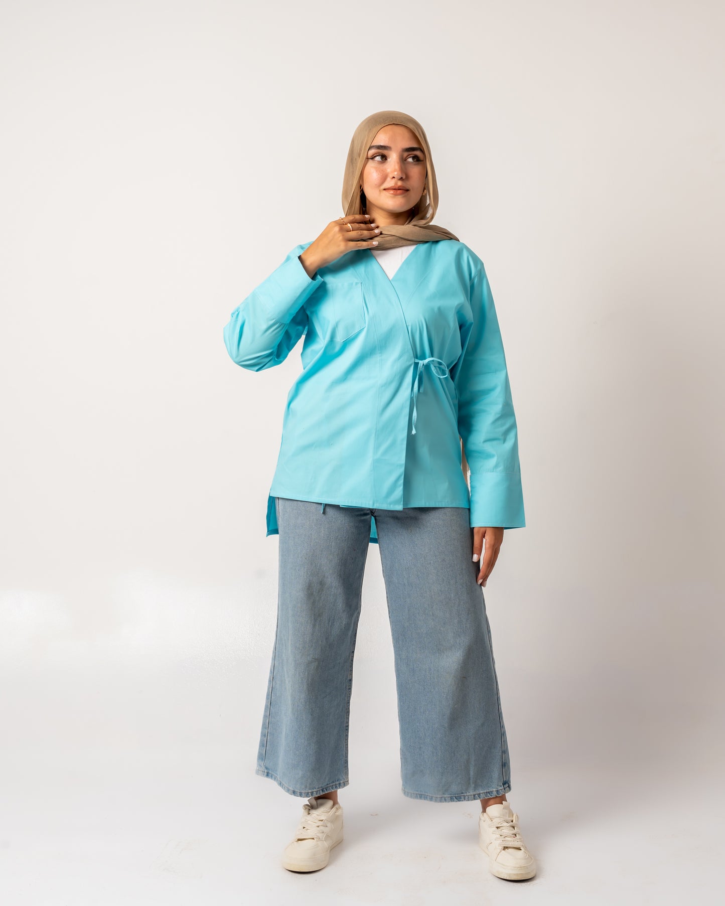 Wrap it up blouse in aqua