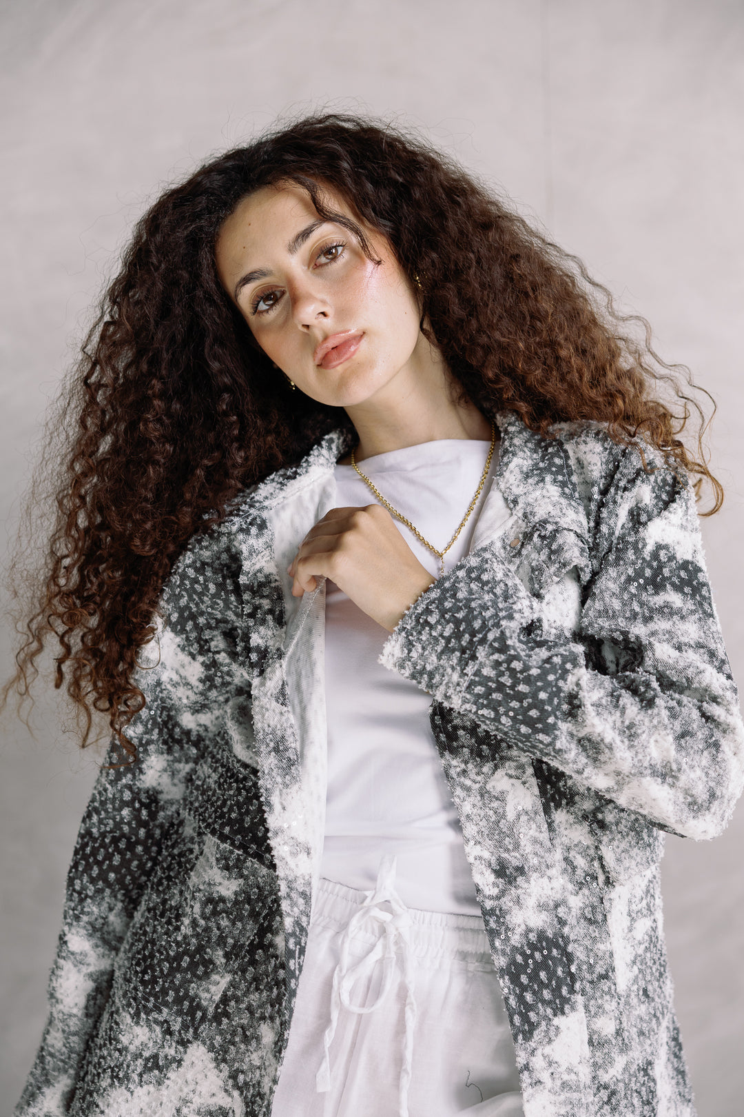 Tie-dye washed denim jacket in black