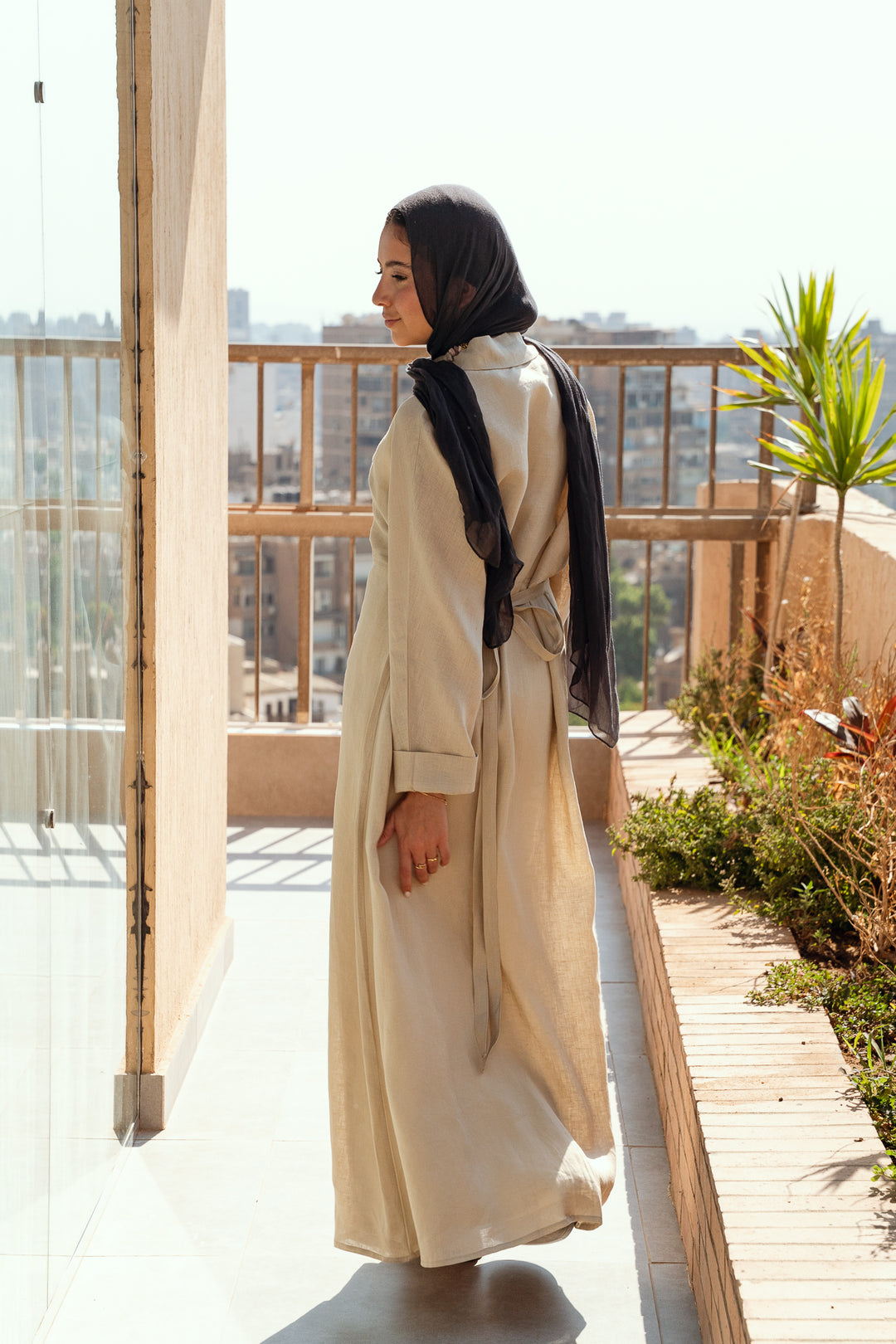 Pastel breeze linen dress in beige
