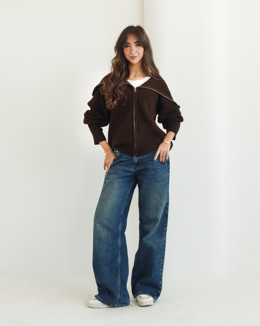 Chunky Knitted Jumper In Brown