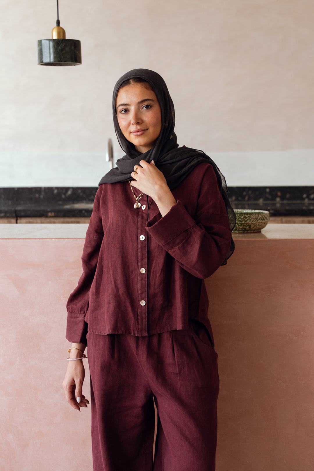Loose muse shirt in burgundy
