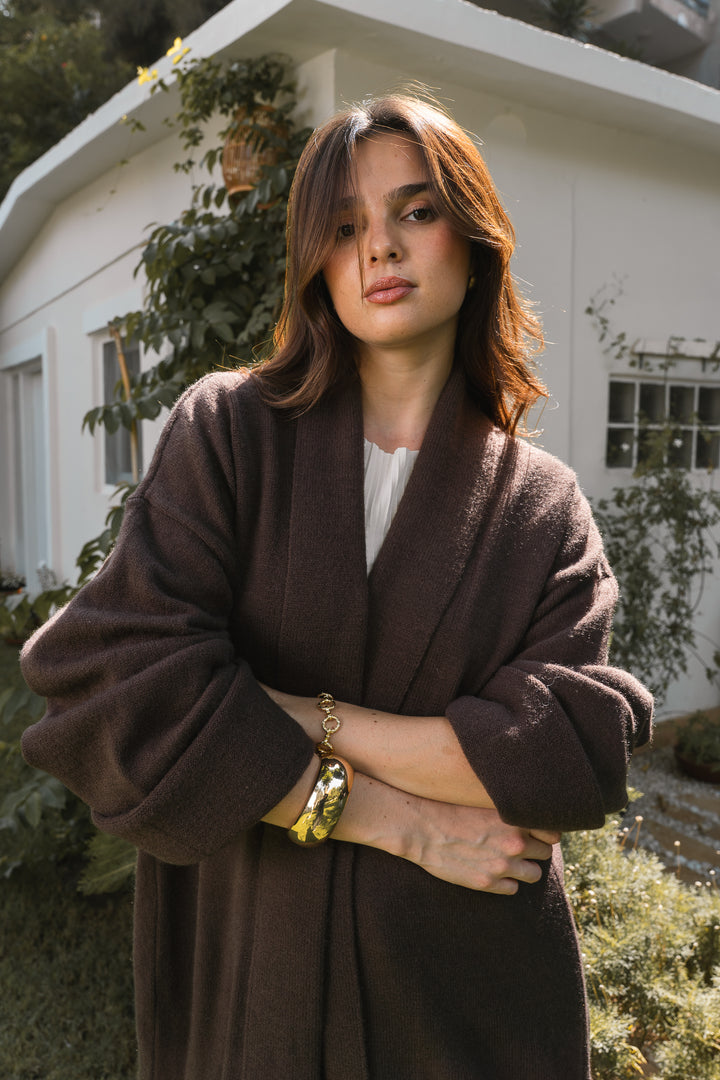 The Longline Cardigan – Dark Chocolate