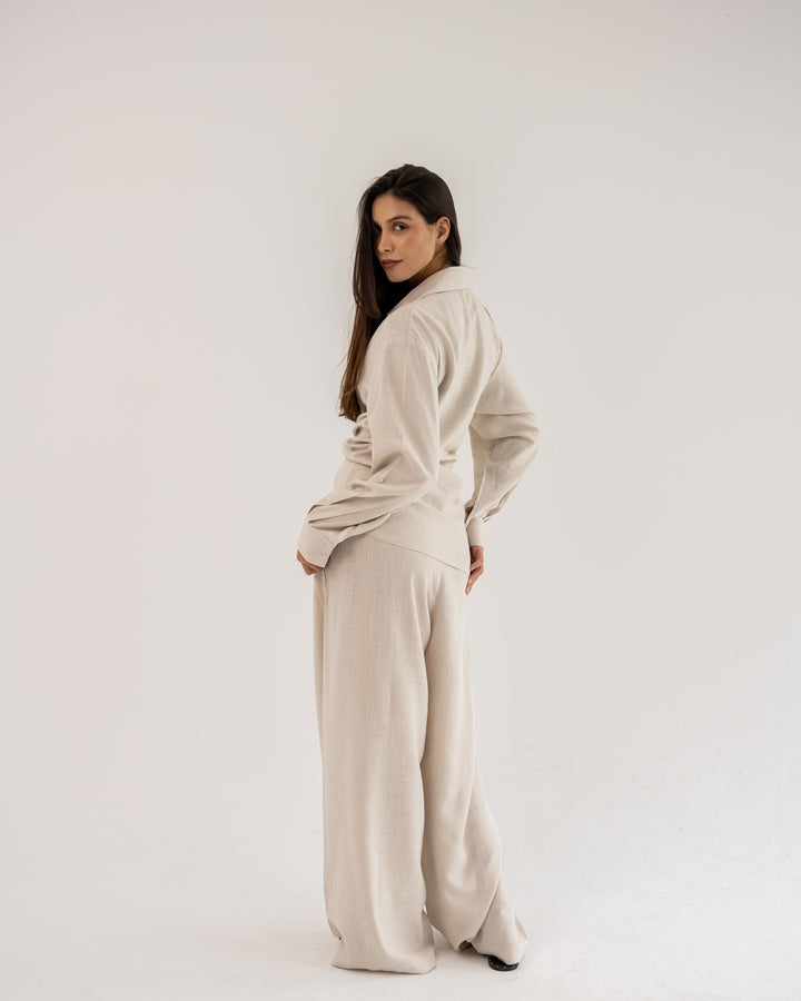 Duo Linen Set In Beige