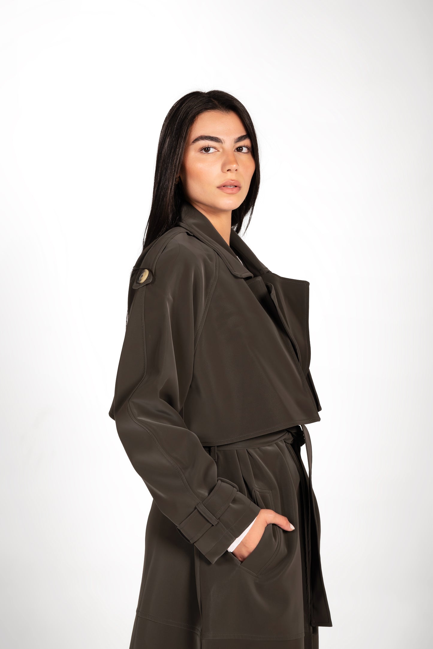 The Luxe Trench Coat In Olive