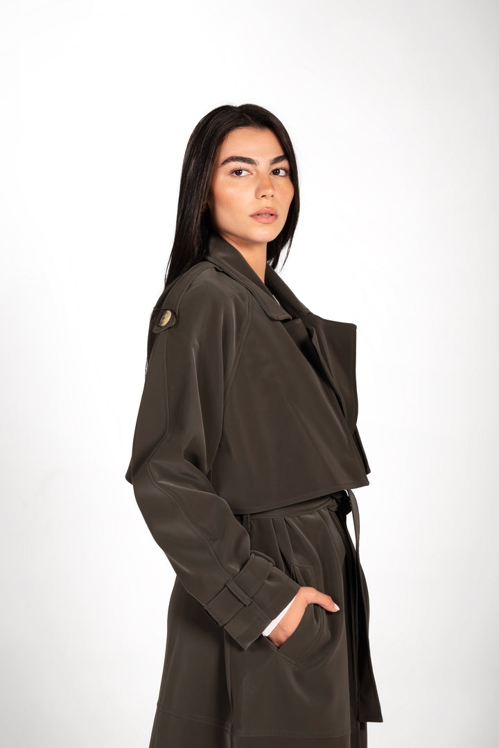 The Luxe Trench Coat In Olive