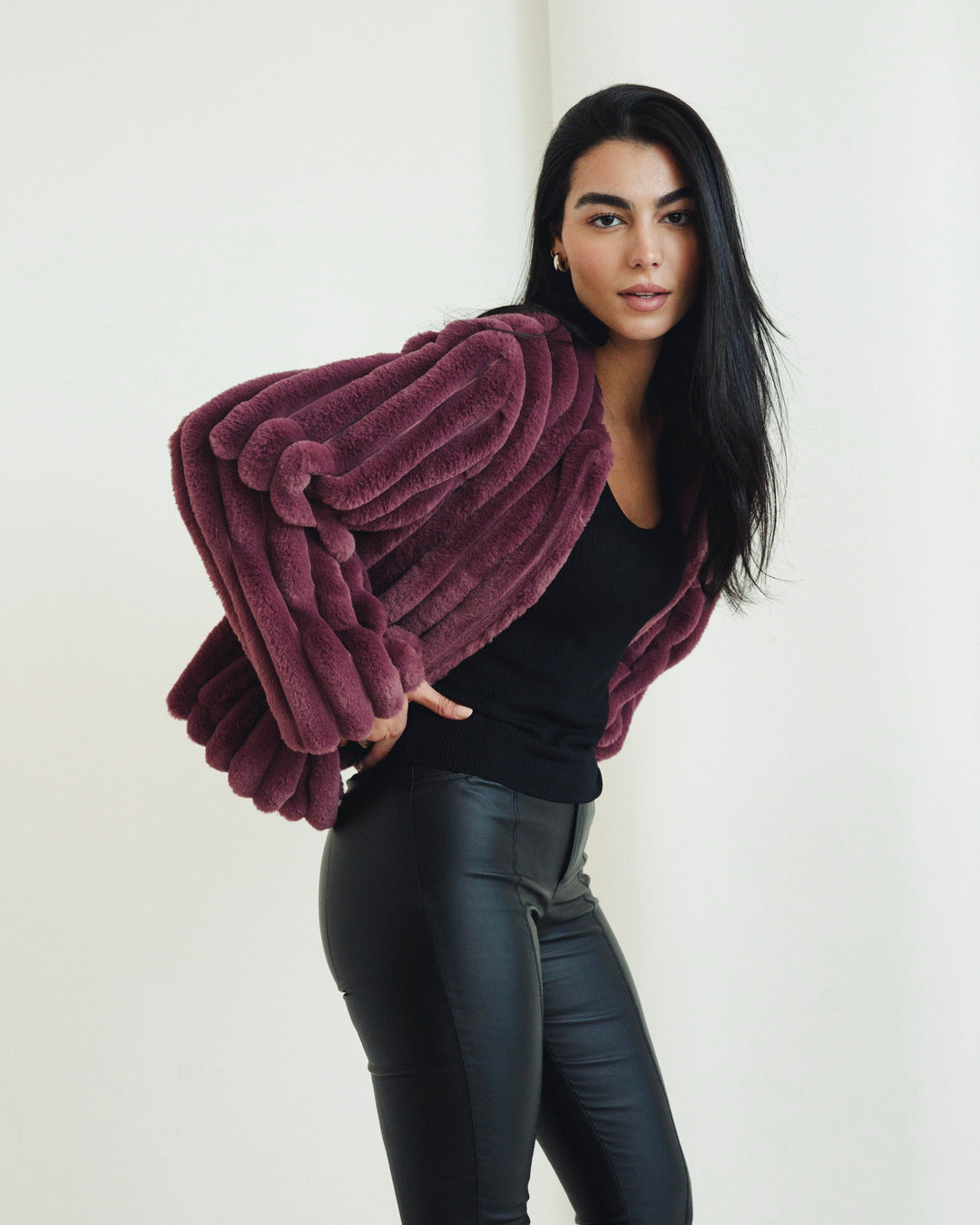 The Royal Fur Jacket in Deep Berry