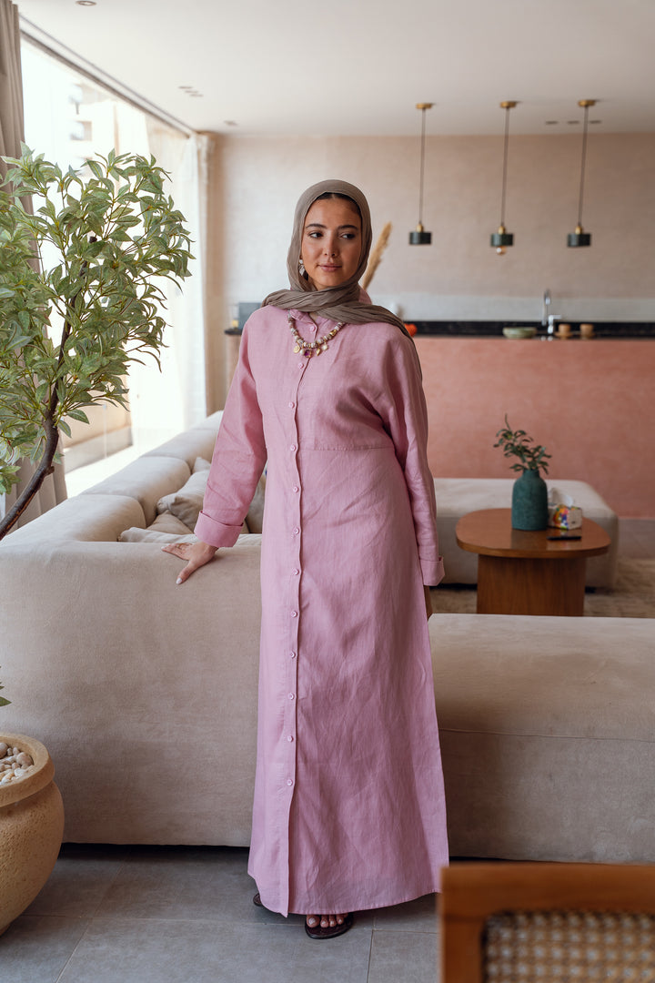 Pastel breeze linen dress in pink