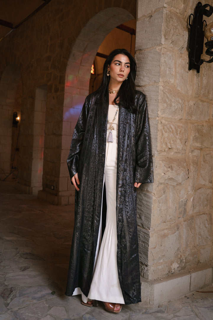 Emerald night cardigan in black-grey