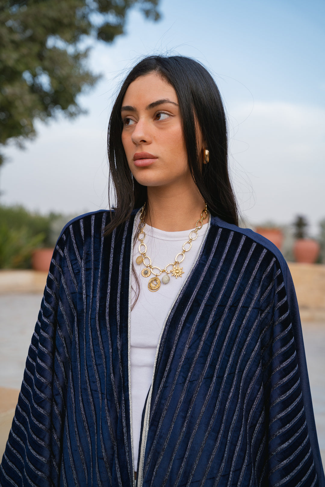 The Imperial Velvet Kaftan in royal blue