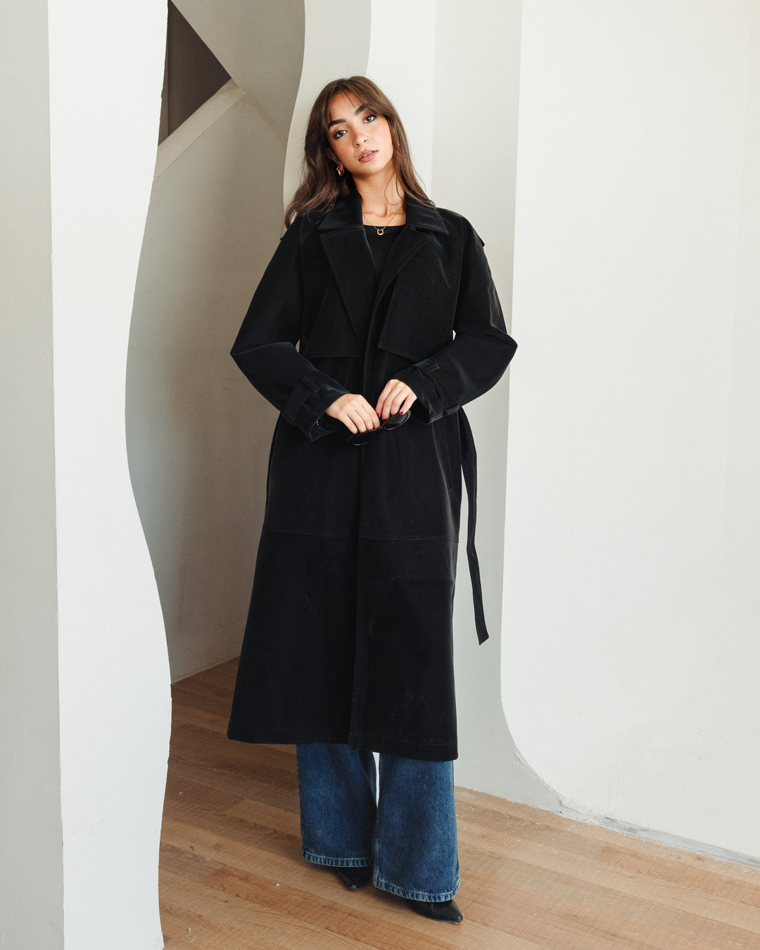 The Luxe Trench Coat in Black-Matte