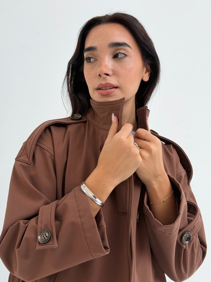 The Lined Crop Coat in Chocolate-Brown