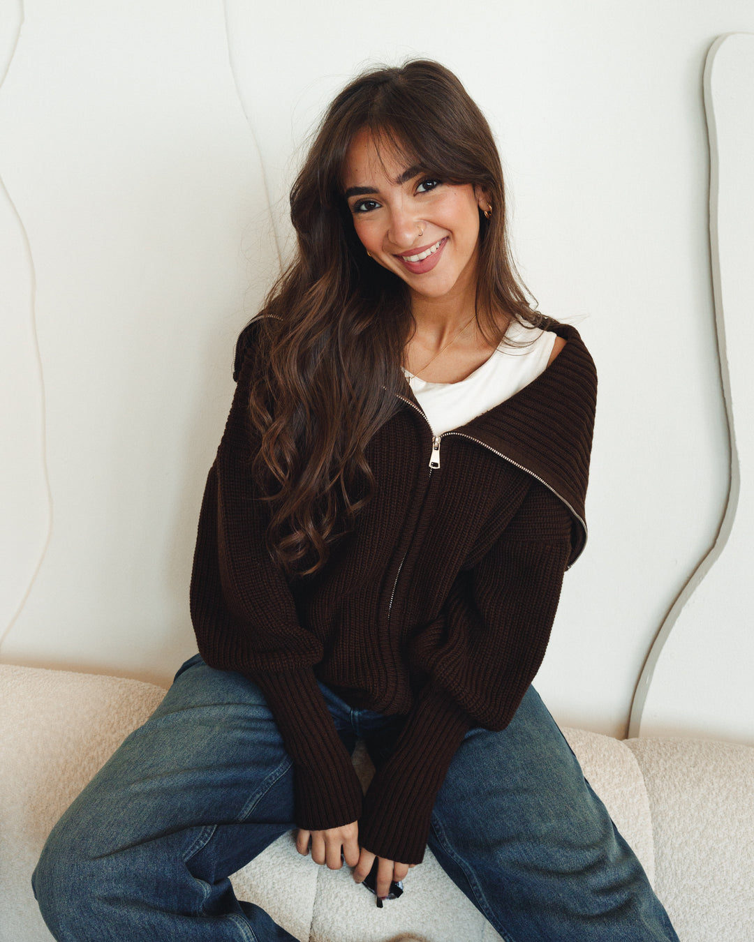 Chunky Knitted Jumper In Brown