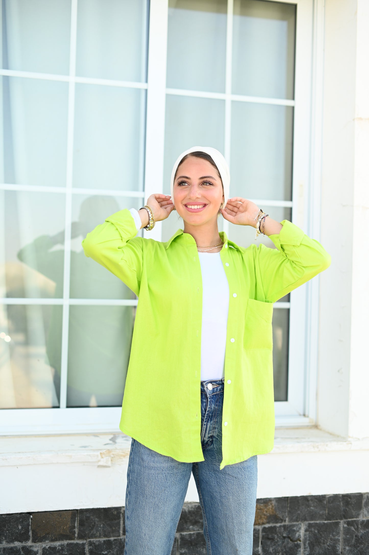 Linen lime green shirt