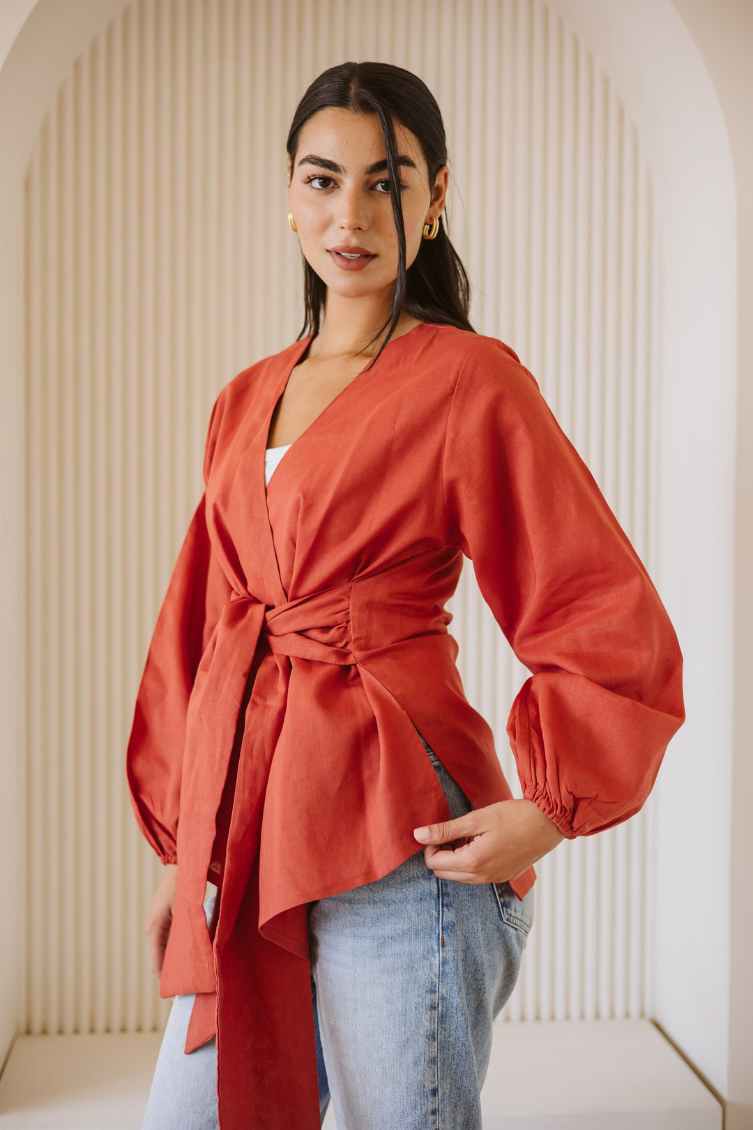 Palmer blouse in burnt orange