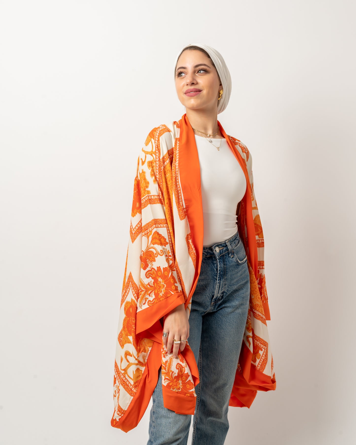 Orange floral kimono