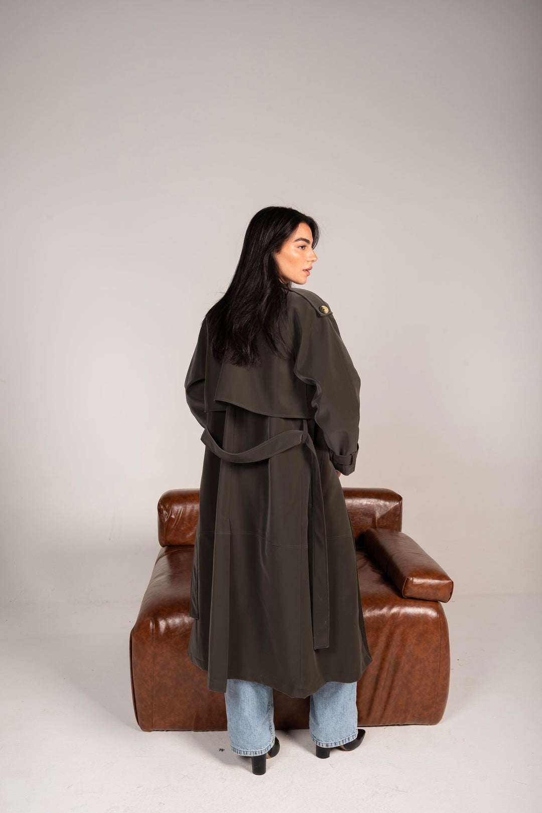 The Luxe Trench Coat In Olive